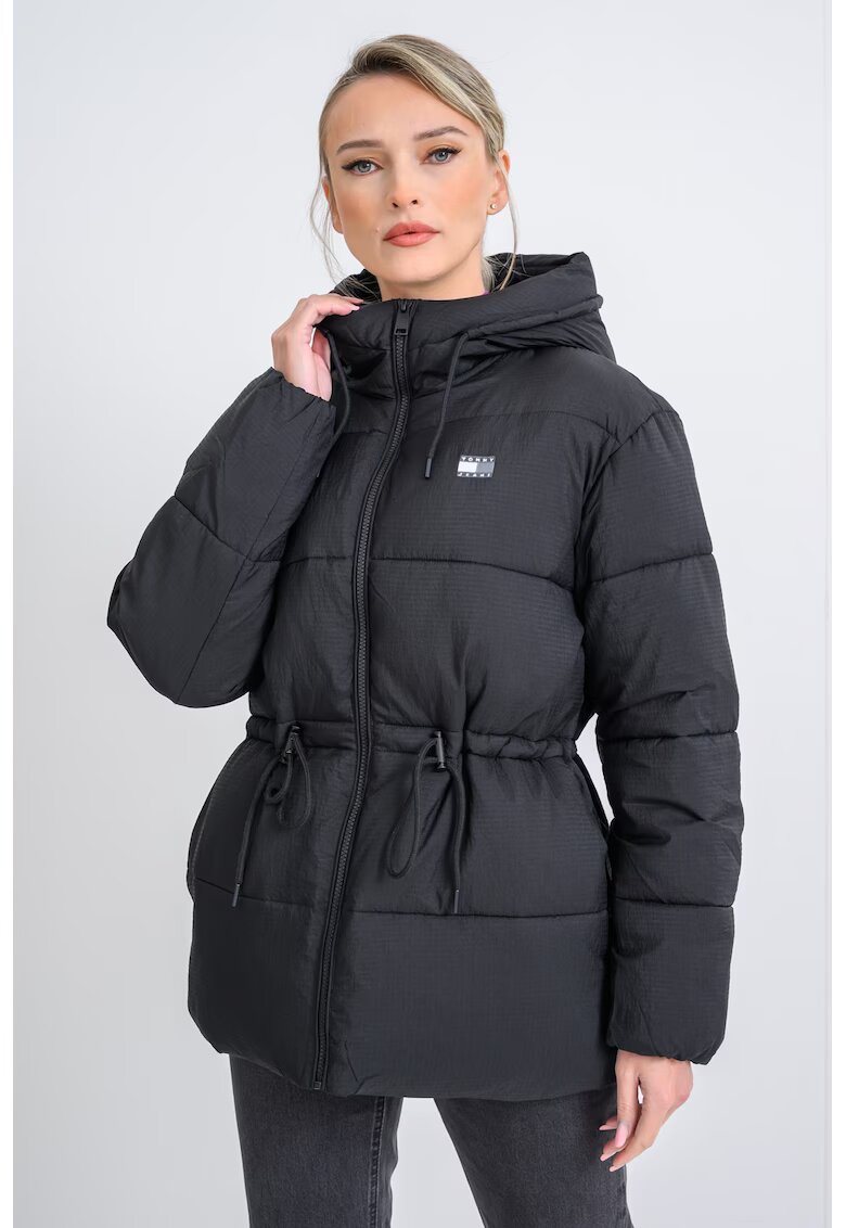 Tommy Jeans Jacheta cu vatelina si talie ajustabila - Negru