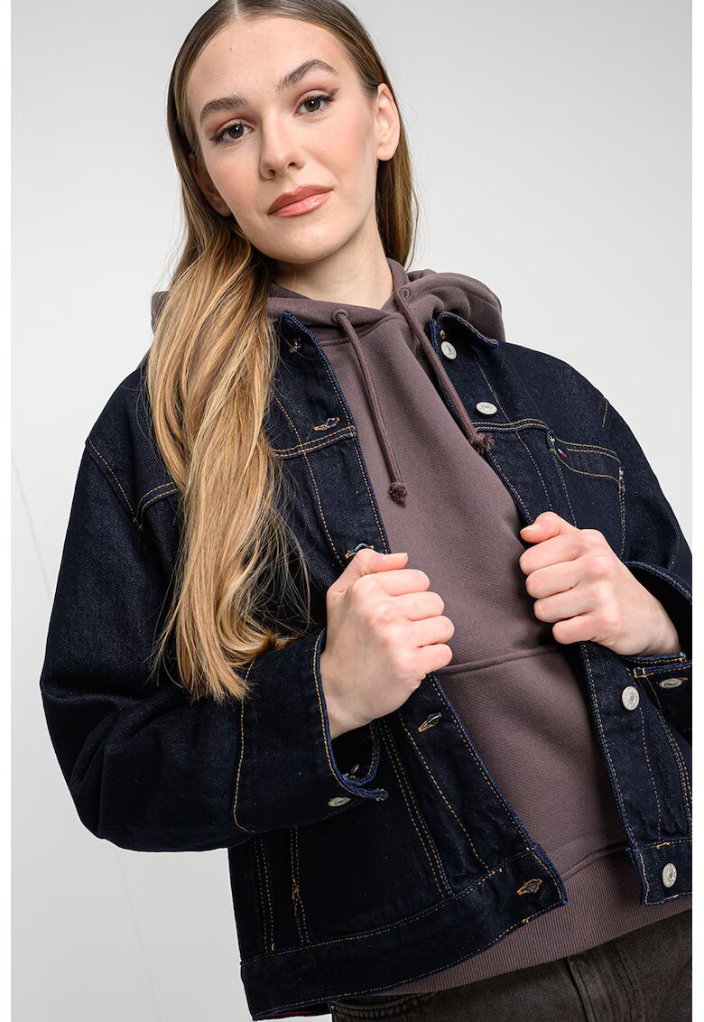 Tommy Jeans Jacheta din denim cu maneci cazute - Albastru ultramarin