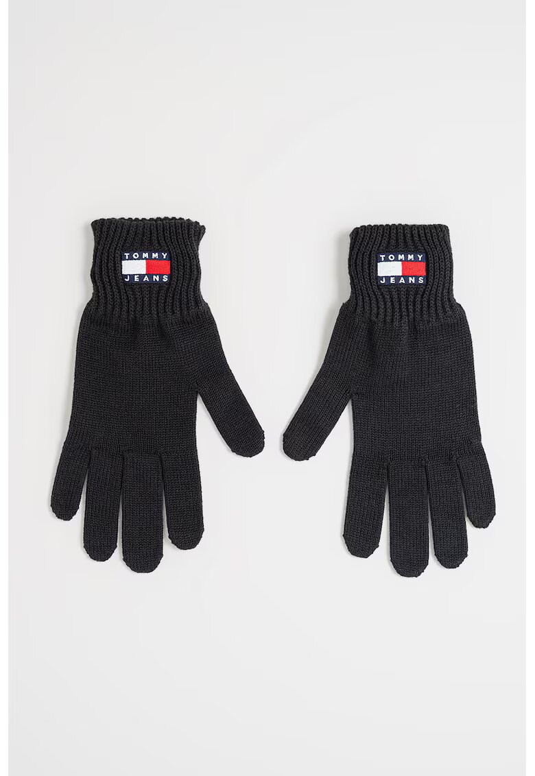 Tommy Jeans Manusi tricotate cu logo Heritage - Negru
