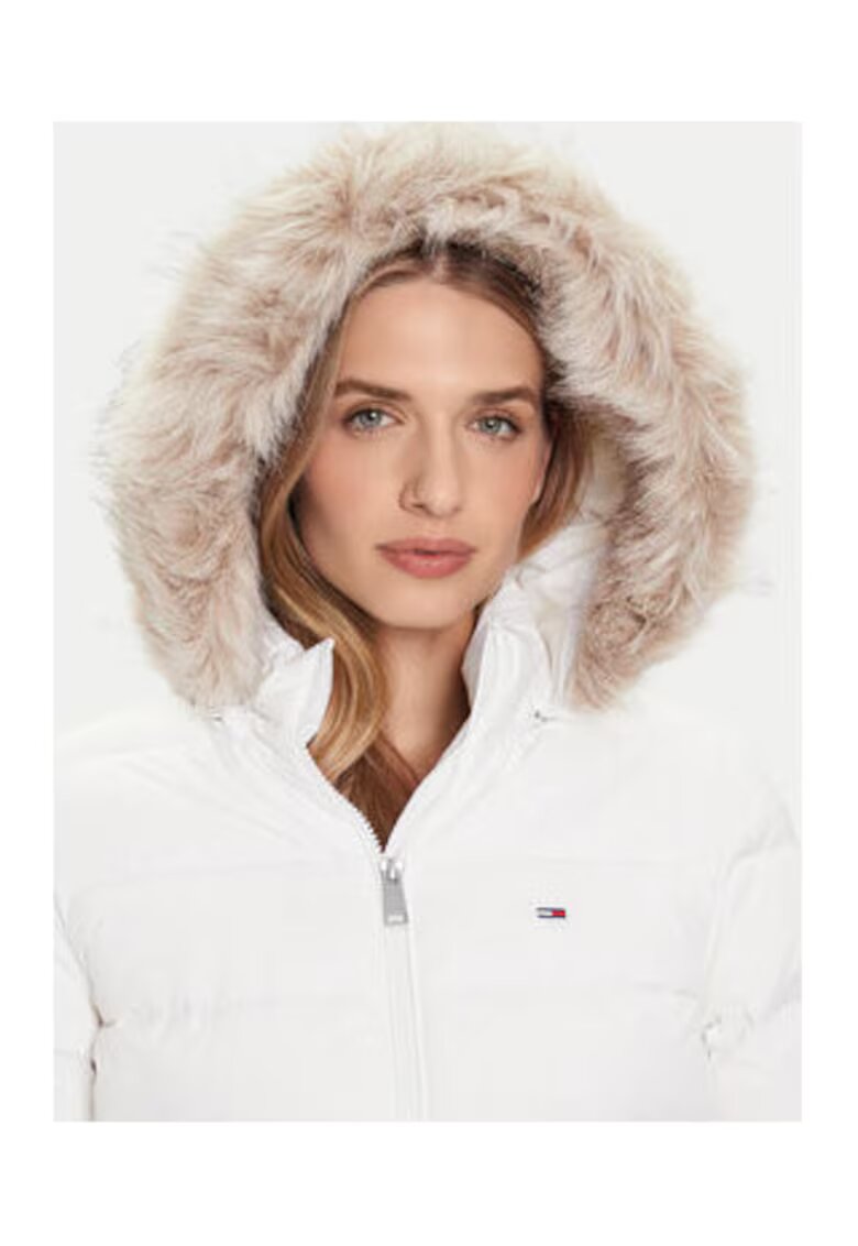 Tommy Jeans Palton de iarna Dama - Ecru - 100% poliester reciclat