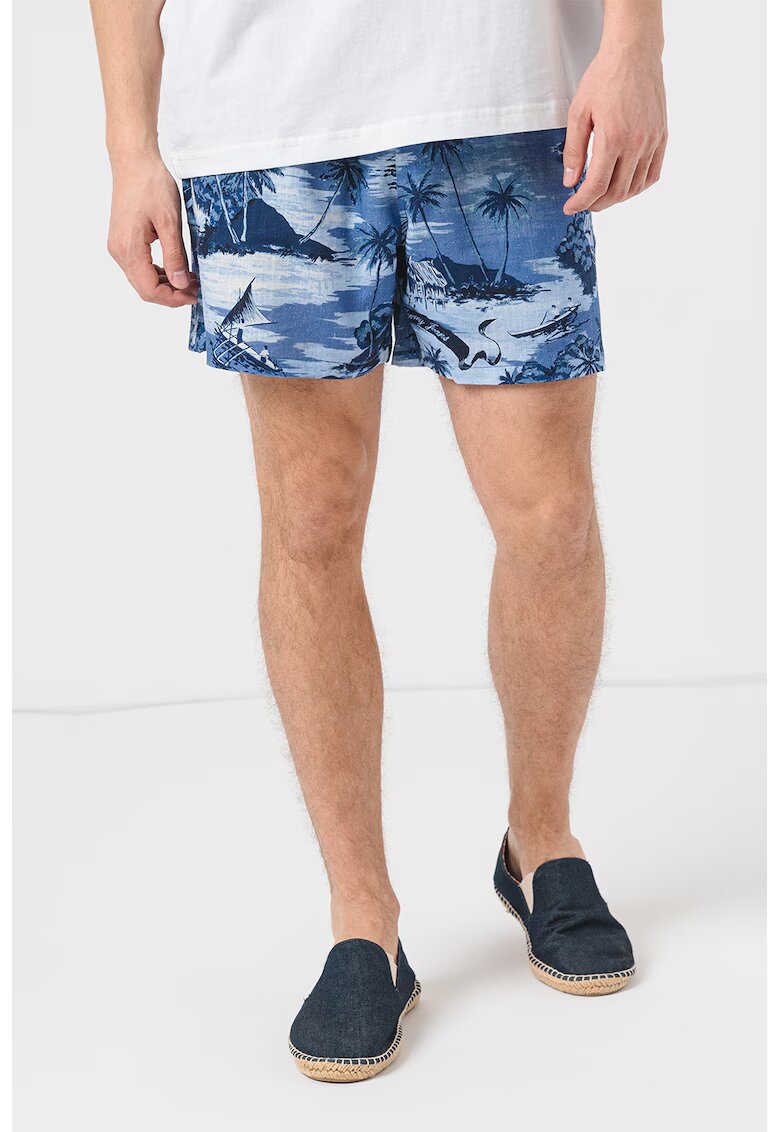 Tommy Jeans Pantaloni scurti din amestec de in Hawaiian - Albastru inchis/Albastru
