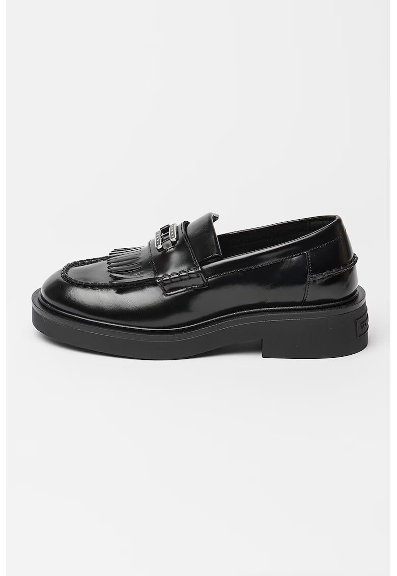 Tommy Jeans Pantofi loafer din piele cu logo - Negru