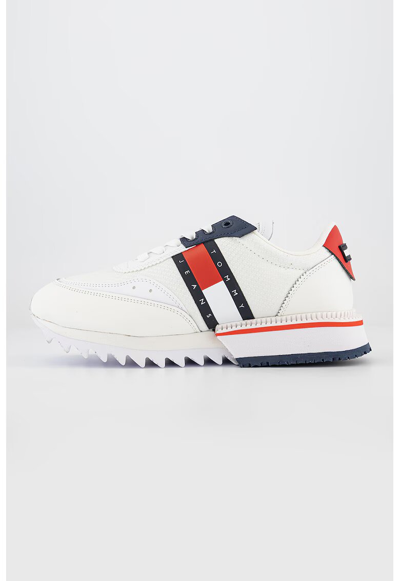 Tommy Jeans Pantofi sport cu detalii de piele - Alb fildes