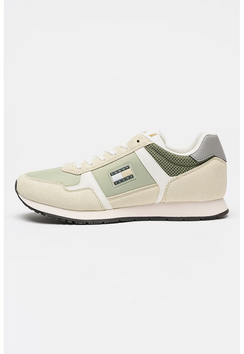 Tommy Jeans Pantofi sport cu insertii din material textil - Verde pal/Bej deschis