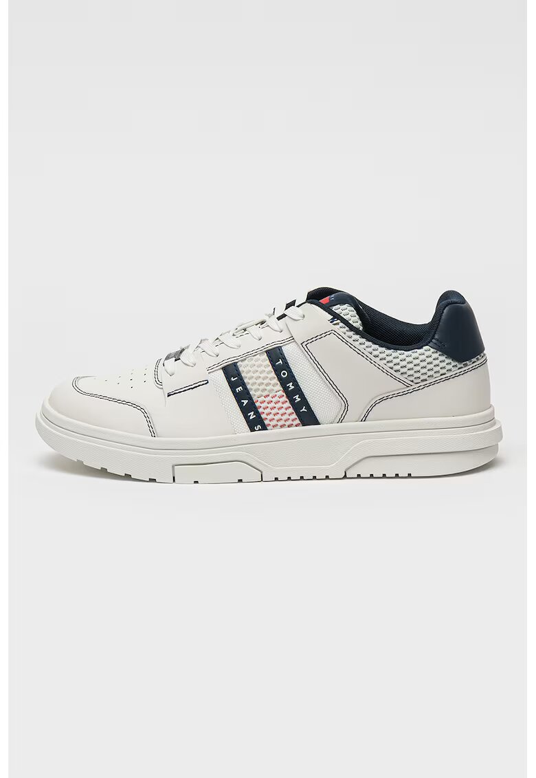 Tommy Jeans Pantofi sport cu insertii din piele - Alb optic/Bleumarin