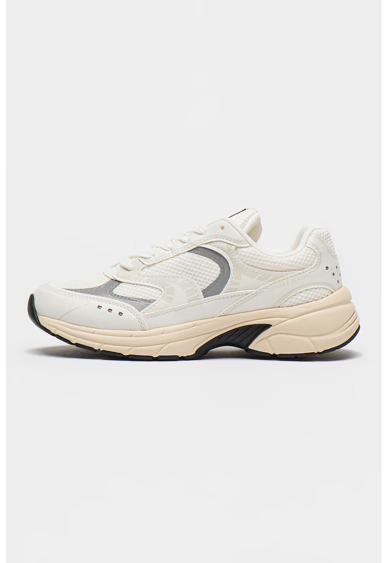 Tommy Jeans Pantofi sport cu insertii din piele ecologica Archive - Alb/Gri inchis