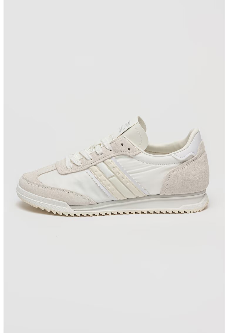 Tommy Jeans Pantofi sport cu insertii din piele intoarsa Retro Runner - Alb/Gri deschis