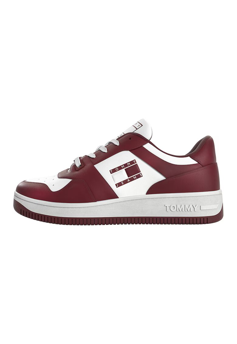 Tommy Jeans Pantofi sport de piele - Alb/Visiniu
