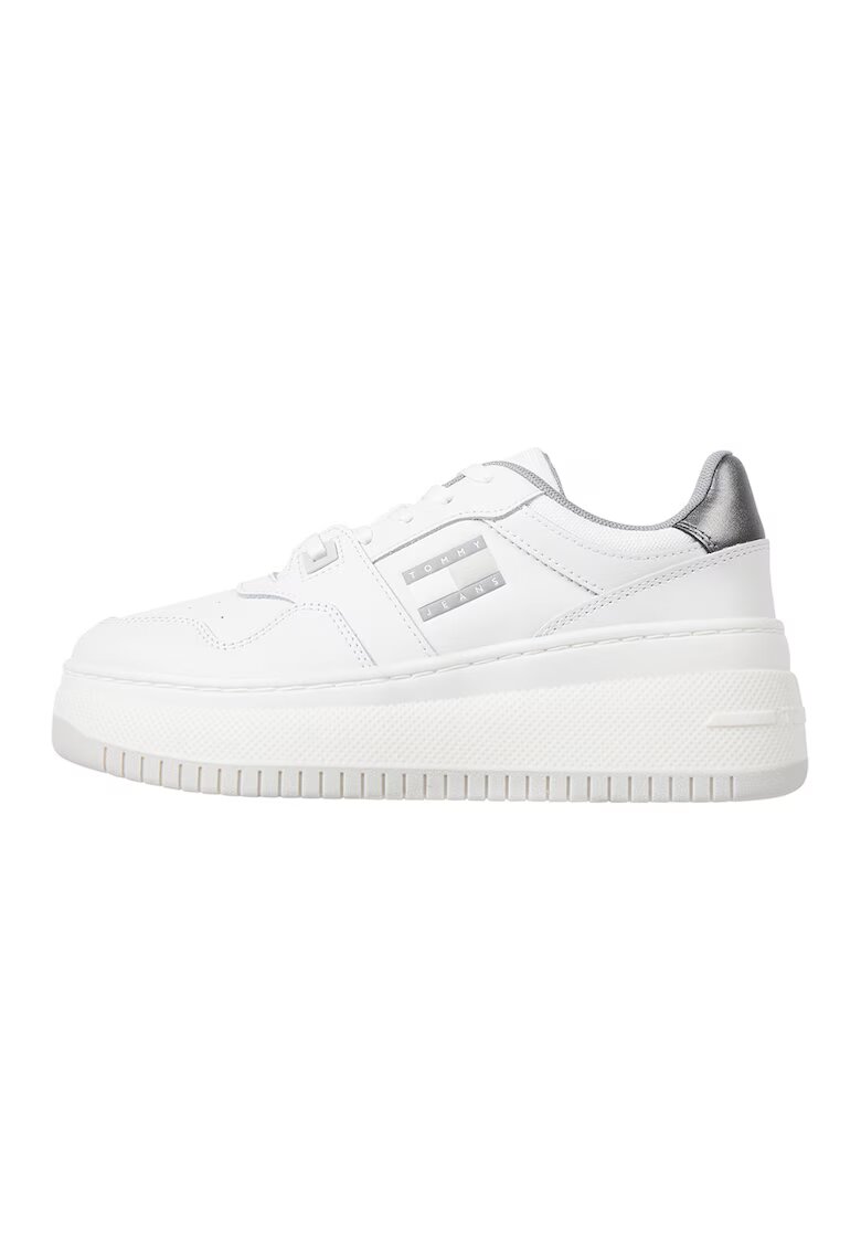Tommy Jeans Pantofi sport de piele cu detalii din material sintetic - Alb/Gri