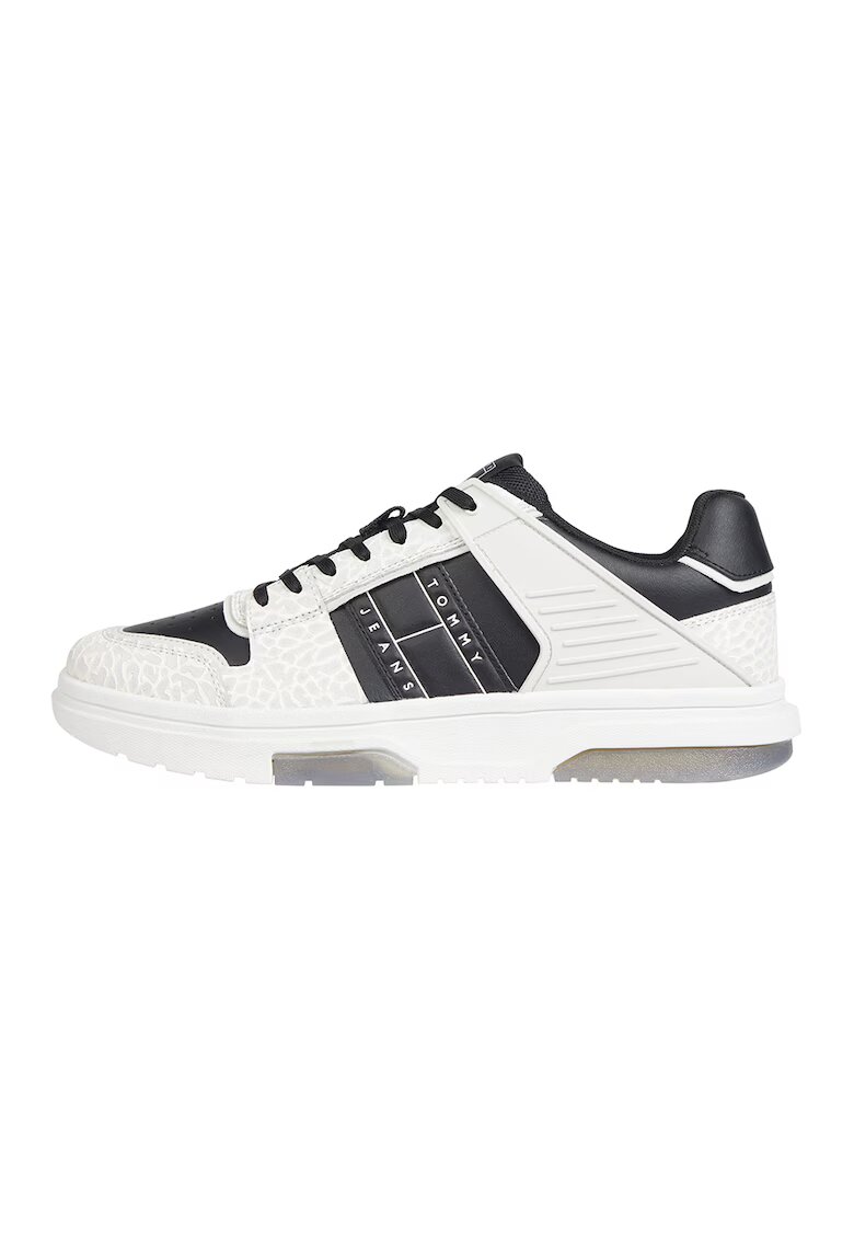 Tommy Jeans Pantofi sport de piele cu garnitura din material sintetic - Alb/Negru