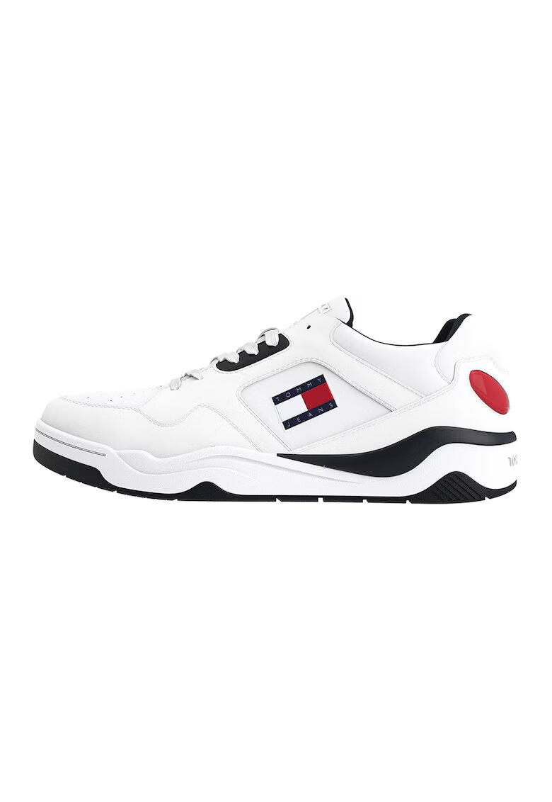 Tommy Jeans Pantofi sport de piele cu logo - Alb murdar