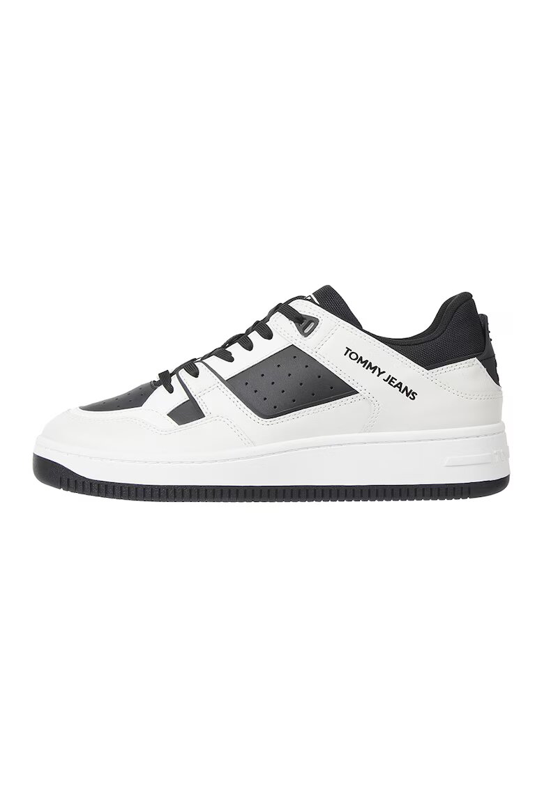 Tommy Jeans Pantofi sport de piele si piele ecologica - Alb/Negru
