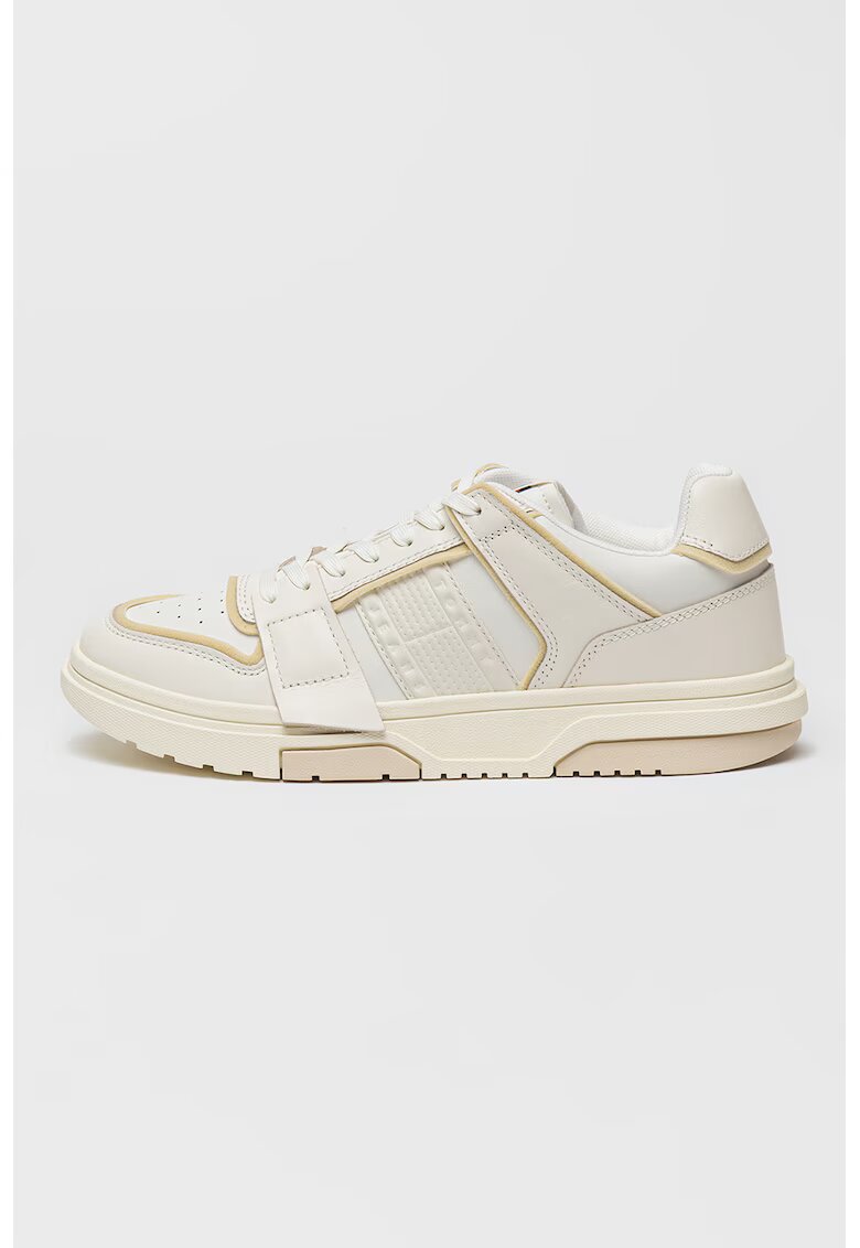 Tommy Jeans Pantofi sport de piele si piele ecologica cu sireturi - Bej/Alb murdar