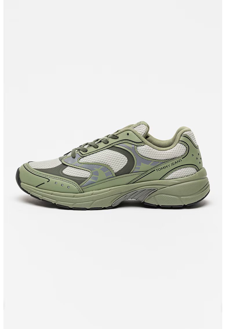 Tommy Jeans Pantofi sport de plasa cu garnituri de piele ecologica Archive - Verde feriga/Verde fistic