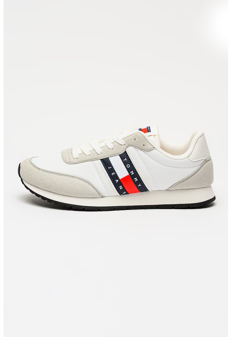 Tommy Jeans Pantofi sport de plasa cu garnituri de piele intoarsa ecologica Classic - Rosu/Alb/Gri deschis