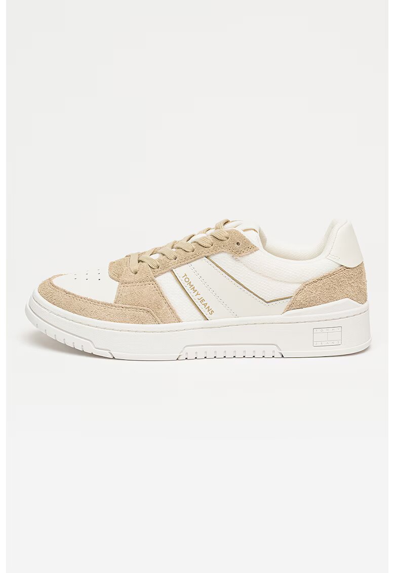 Tommy Jeans Pantofi sport din piele cu insertii din material textil - Alb/Bej