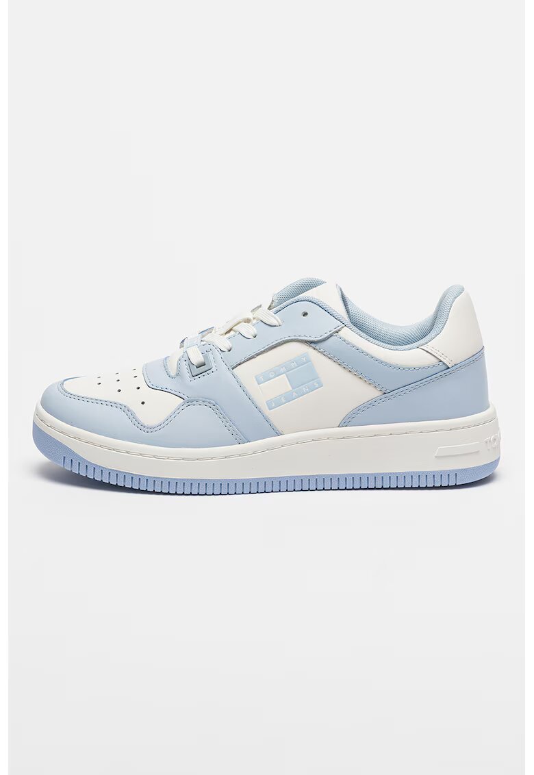 Tommy Jeans Pantofi sport din piele cu logo - Alb/Albastru lavanda