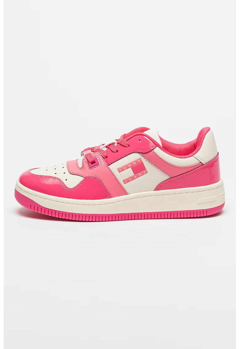 Tommy Jeans Pantofi sport din piele cu logo - Alb/Fucsia