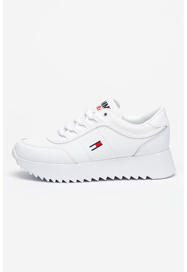 Tommy Jeans Pantofi sport din piele cu talpa wedge High Cleated - Alb