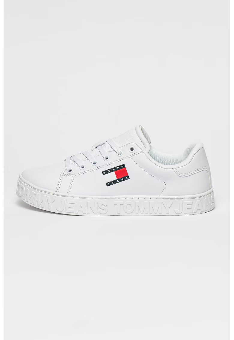 Tommy Jeans Pantofi sport din piele ecologica cu logo in relief - Rosu/Alb/Bleumarin