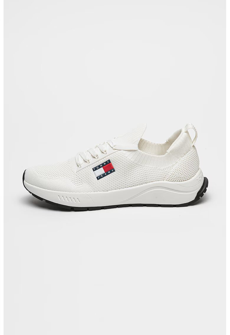 Tommy Jeans Pantofi sport din tricot cu insertii de plasa Runner - Alb murdar