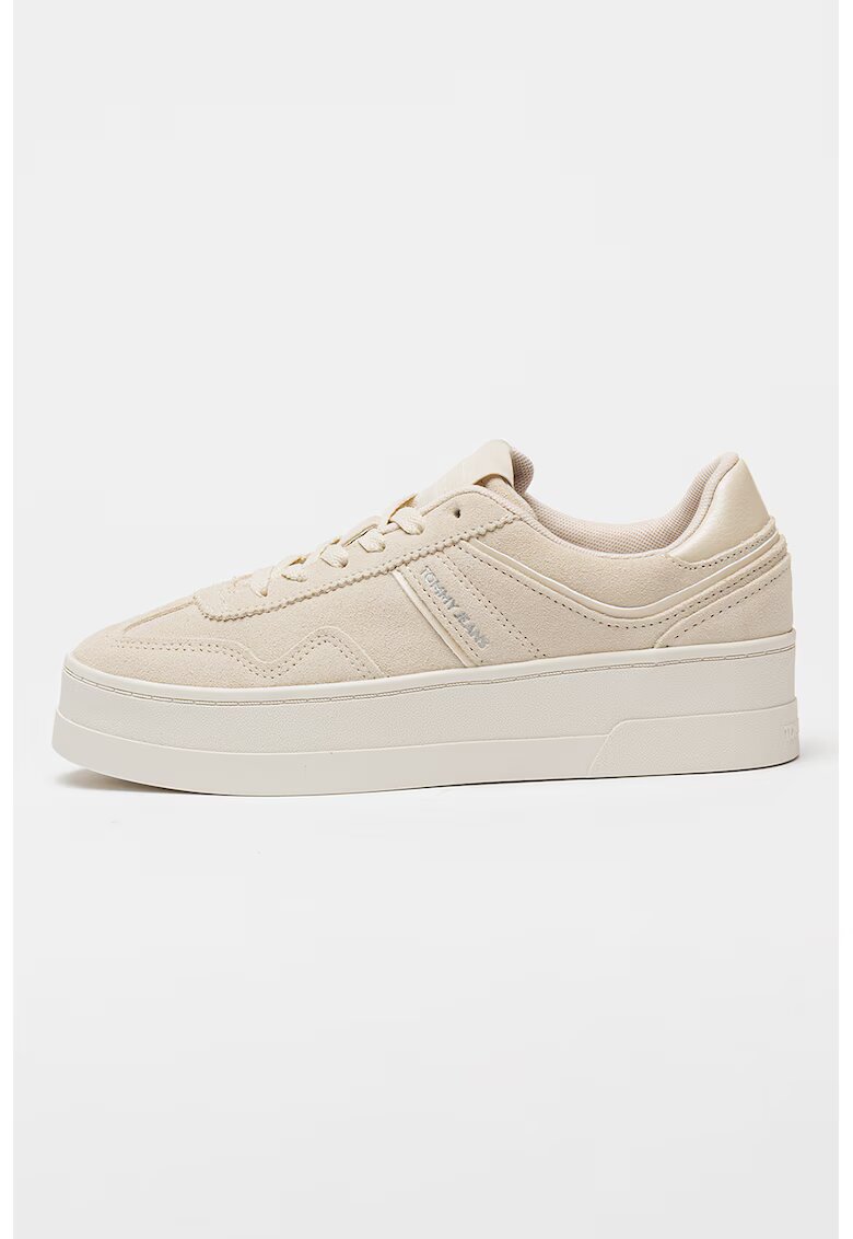 Tommy Jeans Pantofi sport flatform de piele intoarsa - Bej deschis