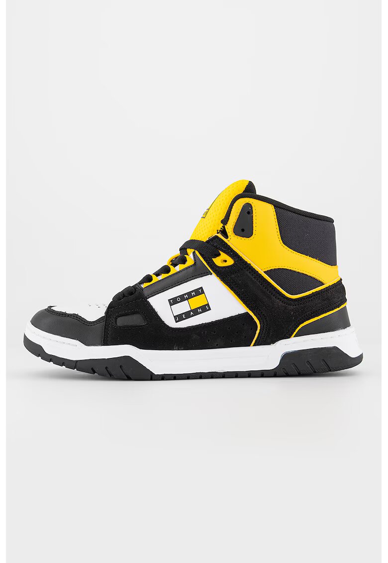 Tommy Jeans Pantofi sport high-cut cu model colorblock - Alb/Negru/Galben
