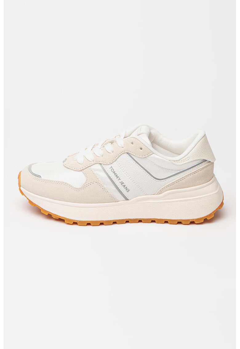 Tommy Jeans Pantofi sport low-cut cu garnituri din piele intoarsa - Caramel/Crem