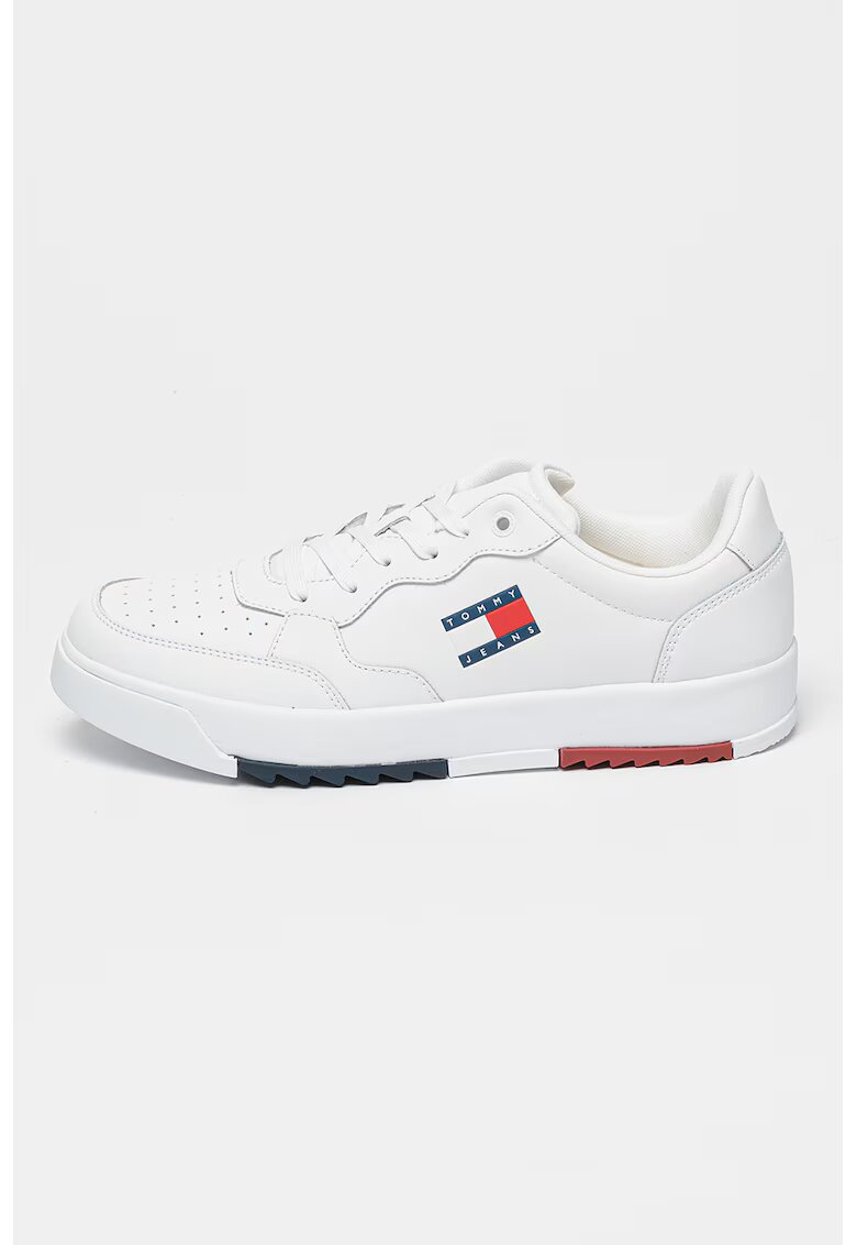 Tommy Jeans Pantofi sport low-cut de piele - Rosu/Alb optic/Bleumarin
