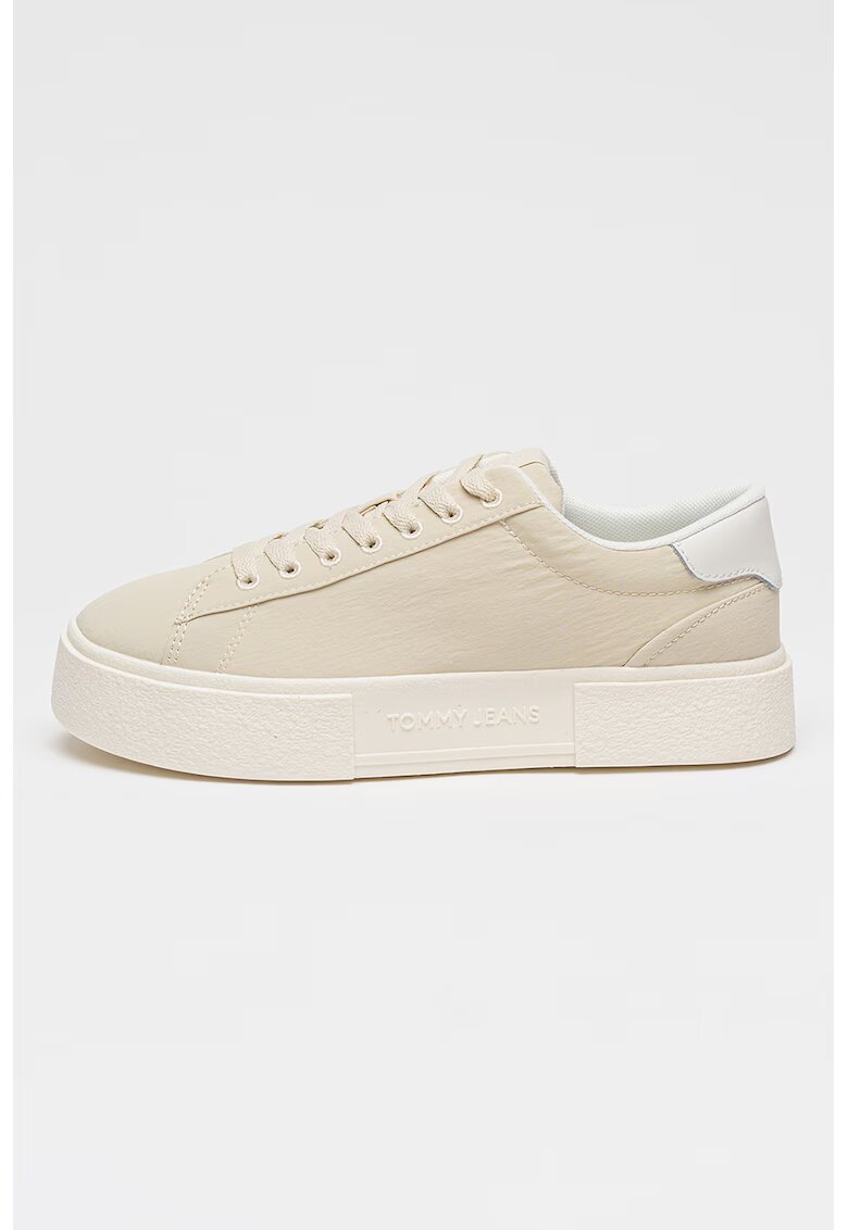Tommy Jeans Pantofi sport low-cut din nailon cu flatform - Crem