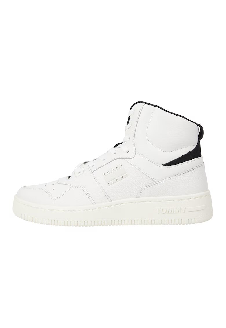 Tommy Jeans Pantofi sport mid-high de piele - Alb/Negru
