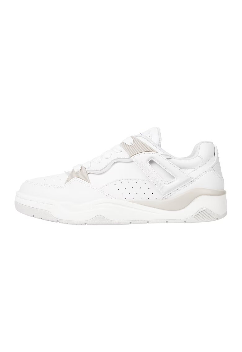 Tommy Jeans Pantofi sport wedge de piele - Alb/Bej deschis