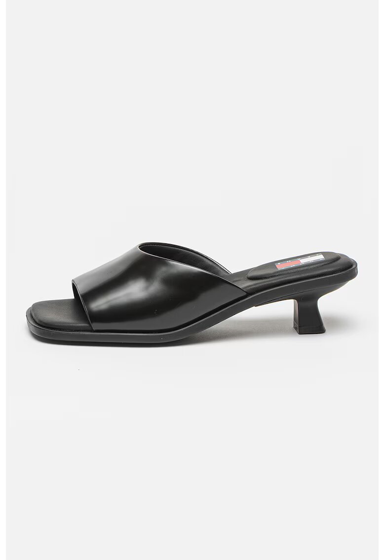 Tommy Jeans Papuci din piele cu toc The Noho - Negru