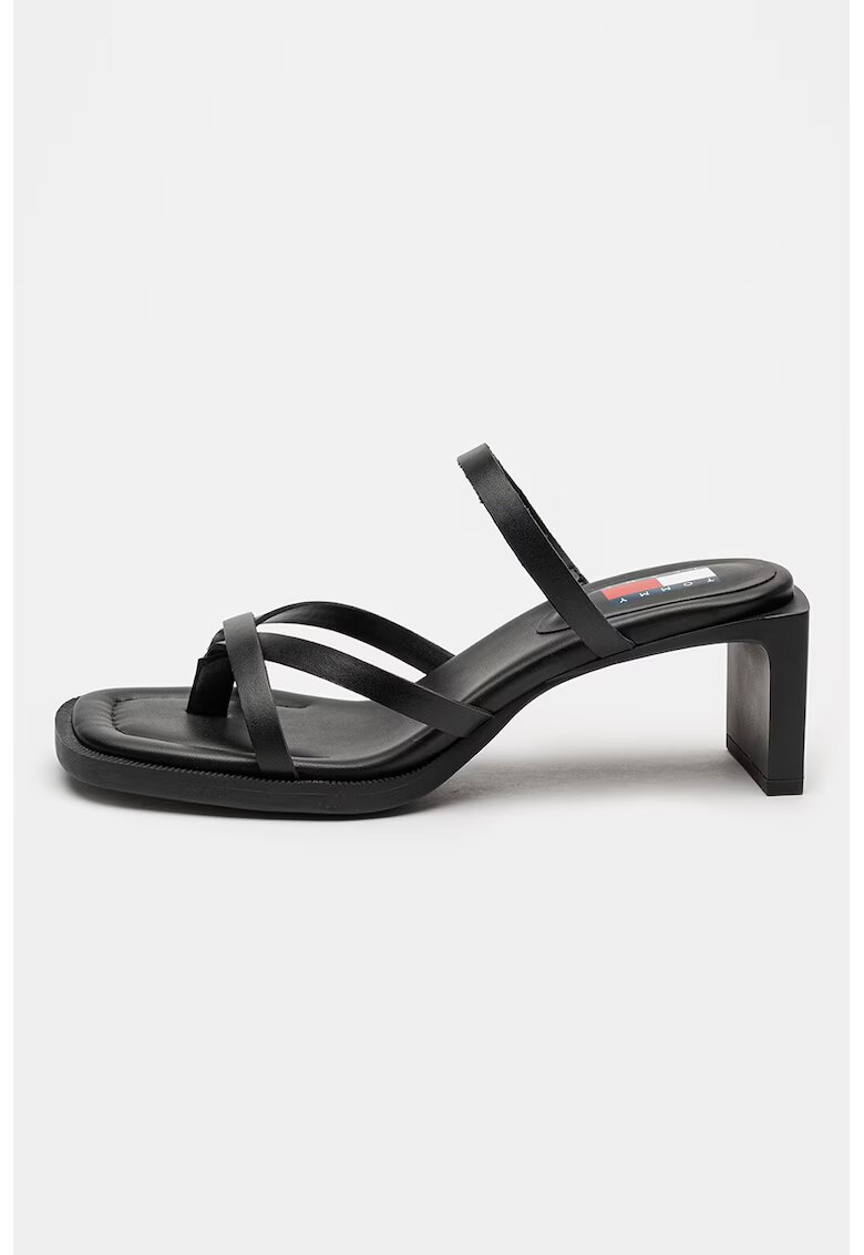 Tommy Jeans Papuci din piele cu toc The Soho - Negru