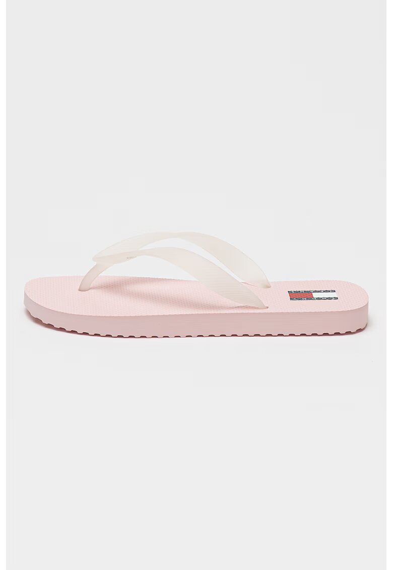 Tommy Jeans Papuci flip-flop cu logo - Roz/Transparent
