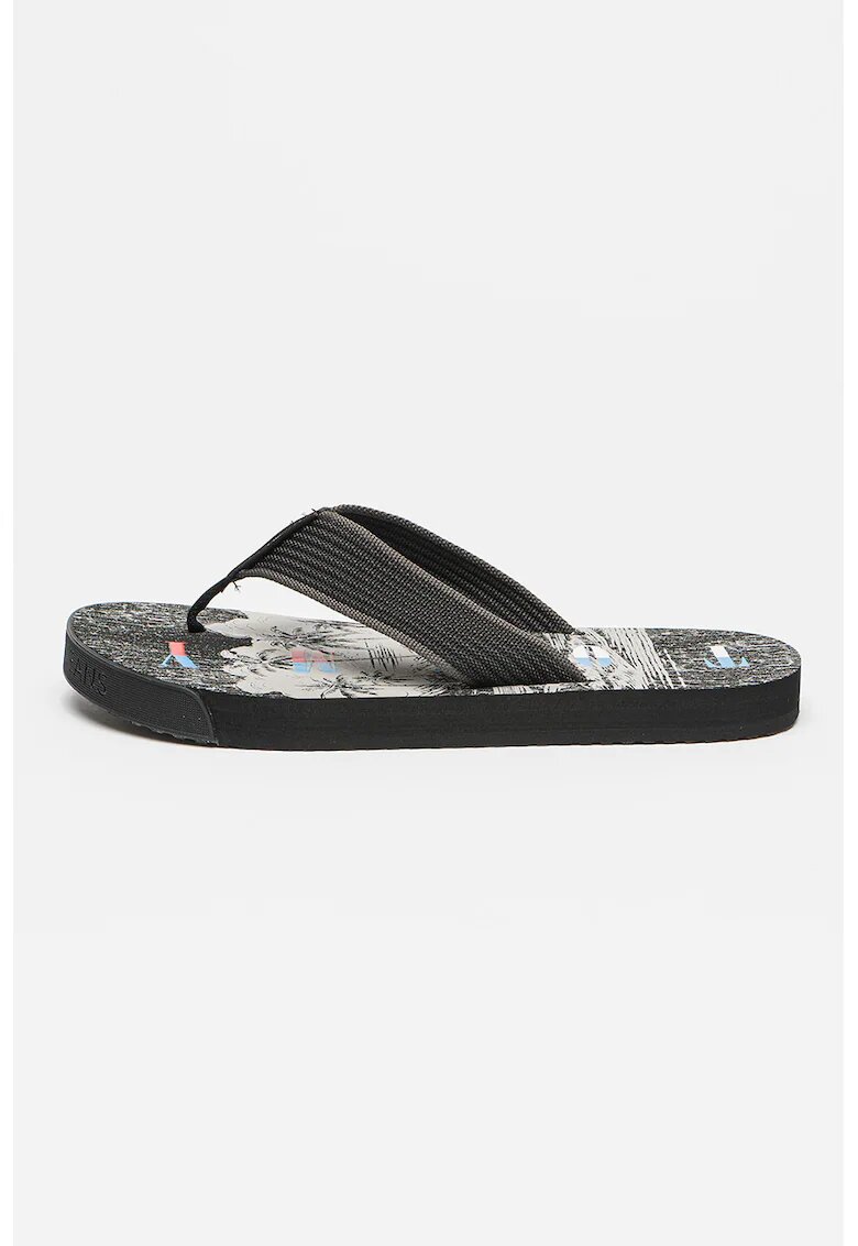 Tommy Jeans Papuci flip-flop din material textil Elevated - Negru/Gri inchis