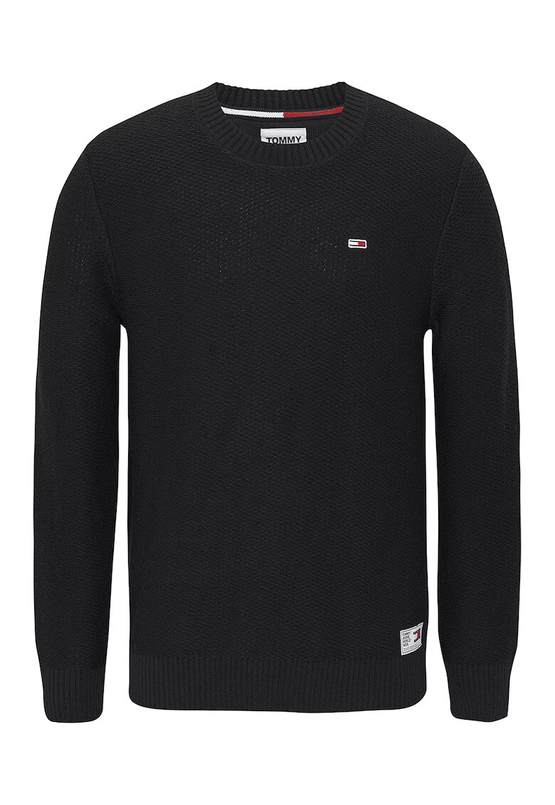 Tommy Jeans Pulover cu decolteu la baza gatului si aspect texturat - Negru