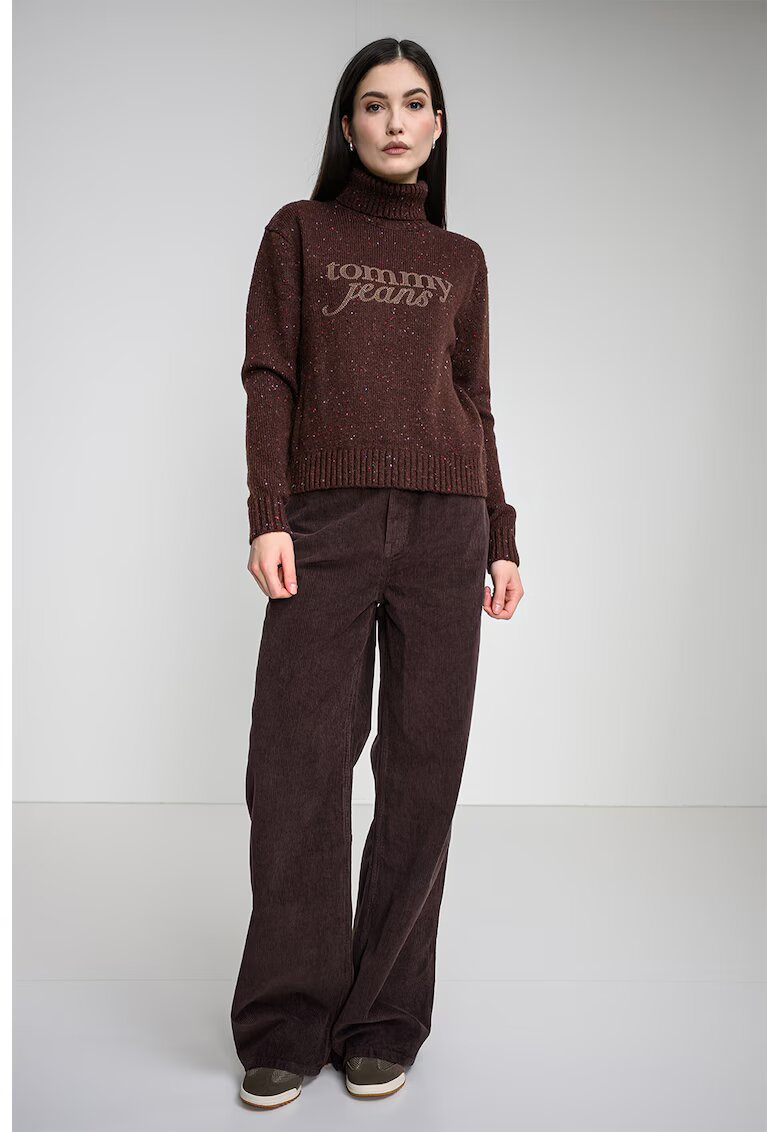 Tommy Jeans Pulover din amestec de lana cu guler inalt - Maro
