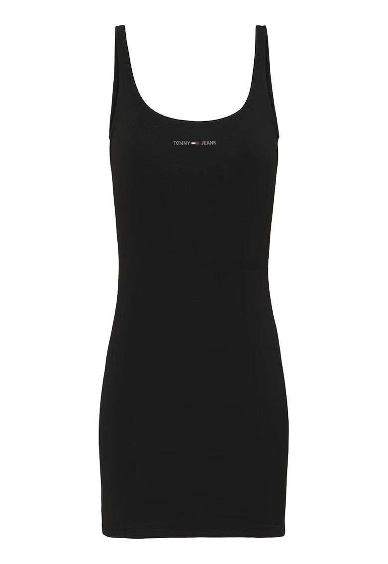 Tommy Jeans Rochie bodycon din amestec de modal cu logo brodat - Negru