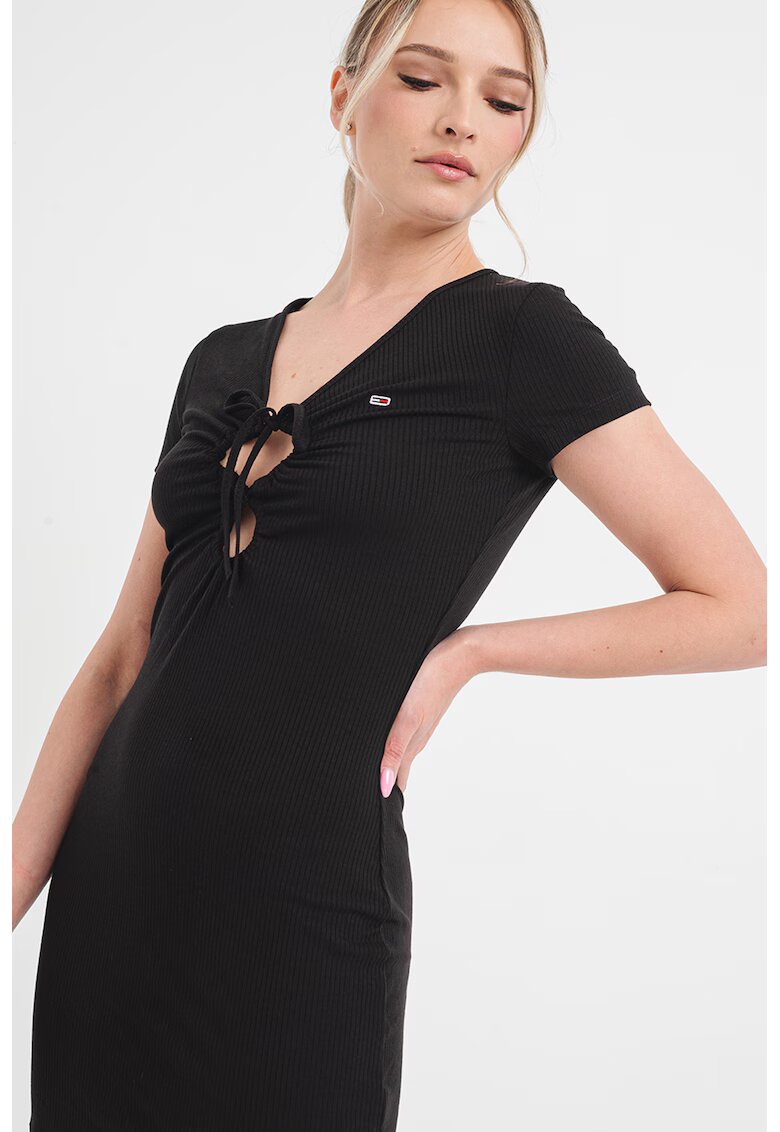 Tommy Jeans Rochie cambrata cu decupaje - Negru