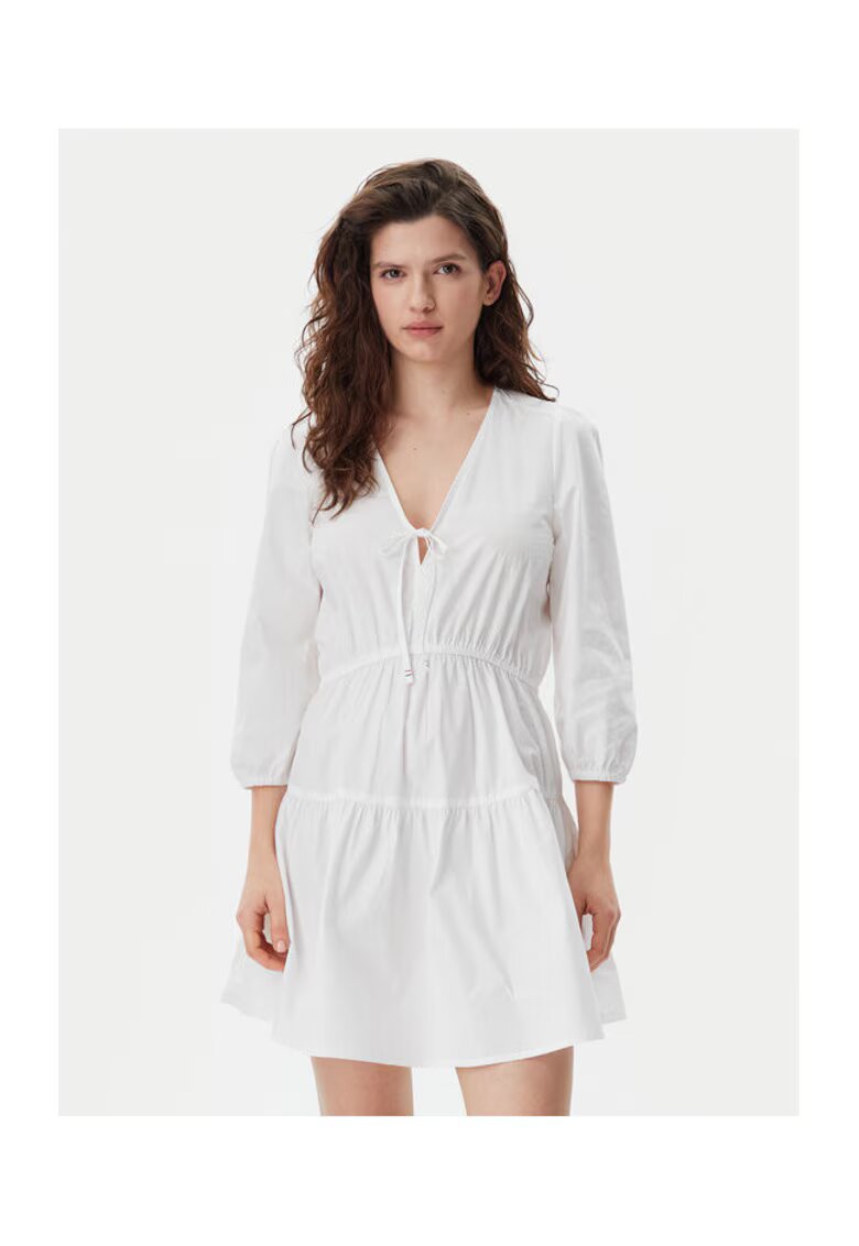 Tommy Jeans Rochie de vara - Alb - 100% bumbac organic