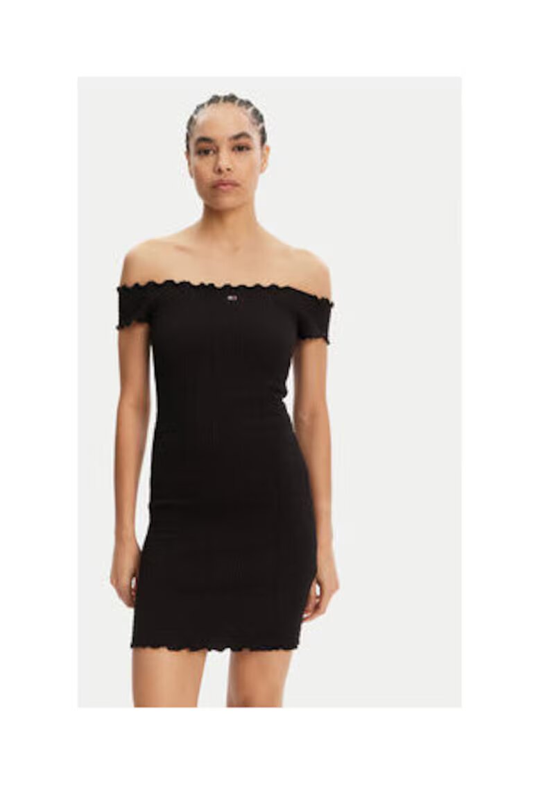 Tommy Jeans Rochie de vara - negru - 90% bumbac - 8% poliester - 2% elastan -