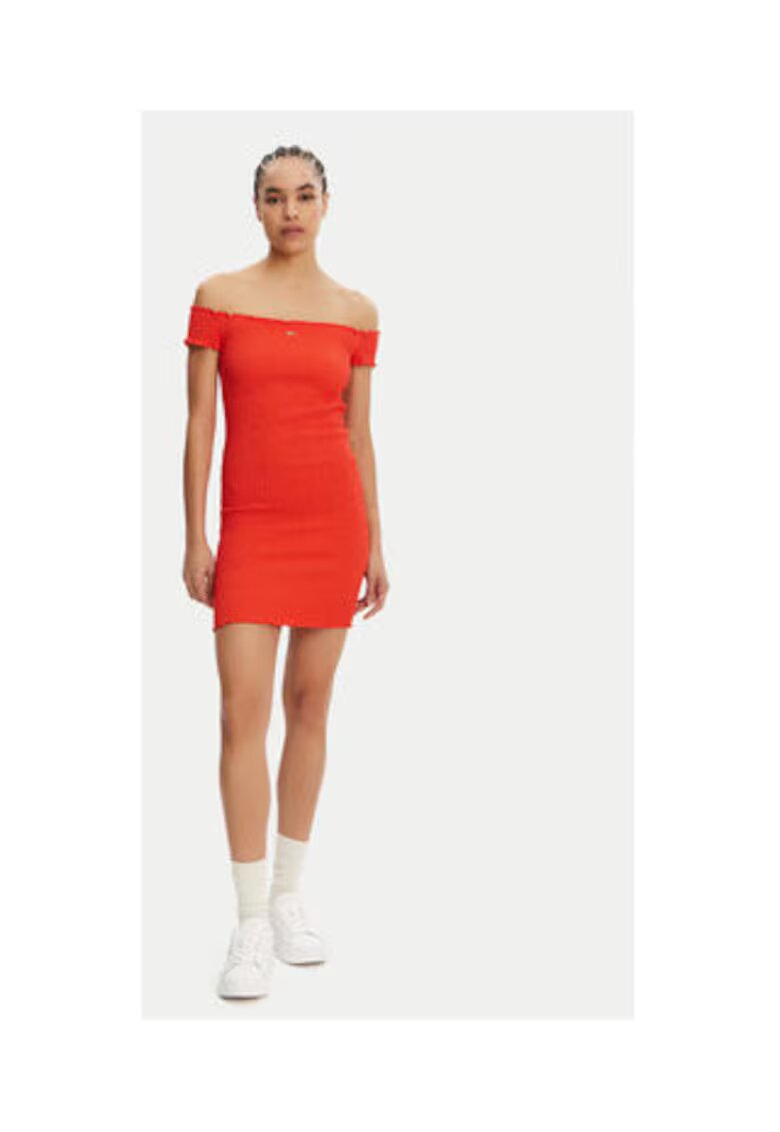 Tommy Jeans Rochie de vara - portocalie - 90% bumbac - 8% poliester - 2% elastan
