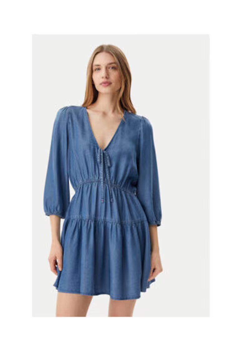 Tommy Jeans Rochie de zi Dama - Albastru - 100% lyocell -