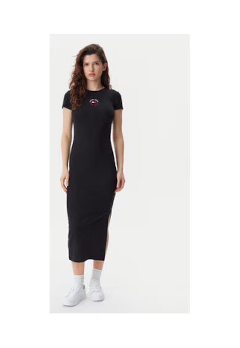 Tommy Jeans Rochie de zi Dama - Negru - bumbac - elastan -