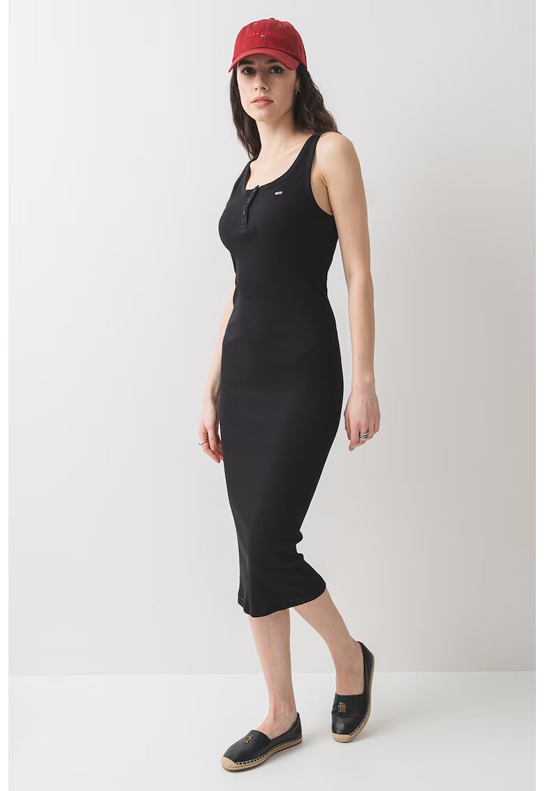 Tommy Jeans Rochie midi cambrata din bumbac