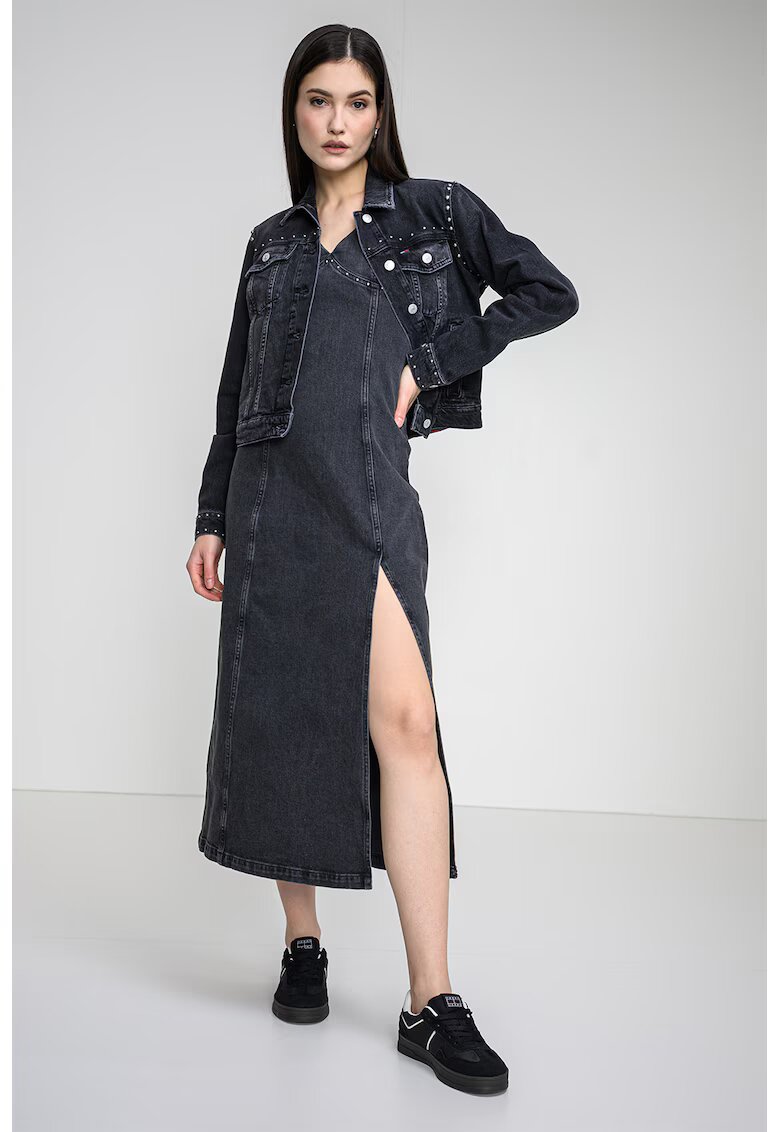 Tommy Jeans Rochie midi din denim - Gri melange