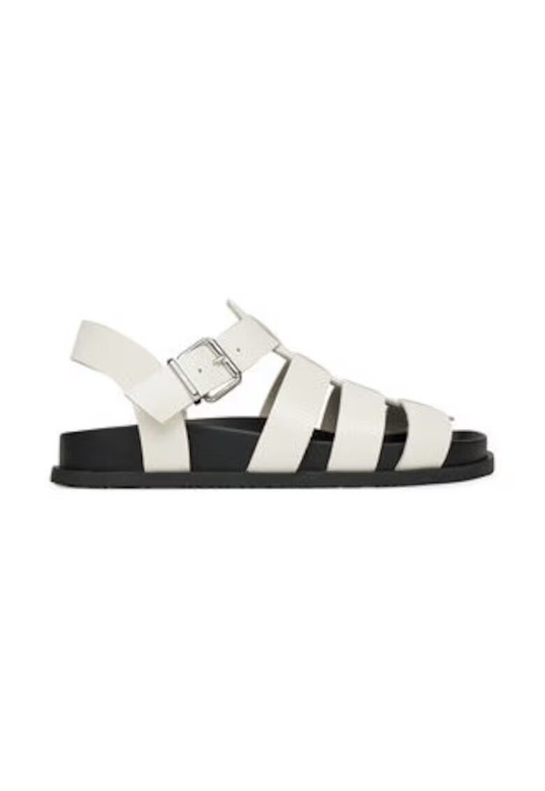 Tommy Jeans Sandale dama - piele naturala - Alb/Negru