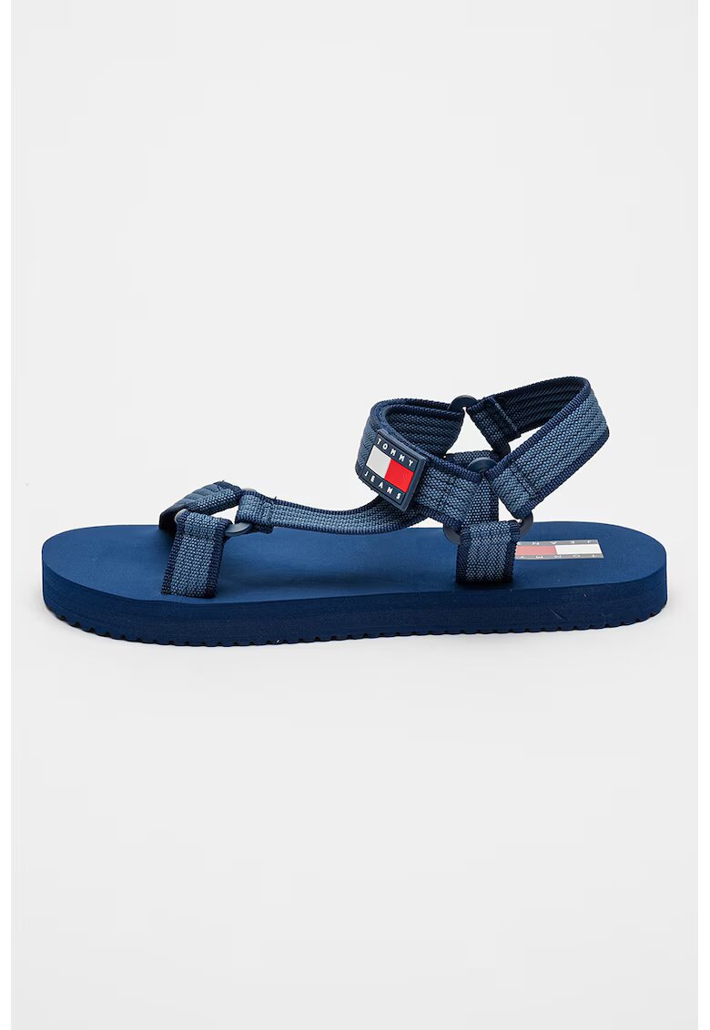 Tommy Jeans Sandale din material textil cu inchidere velcro - Albastru inchis