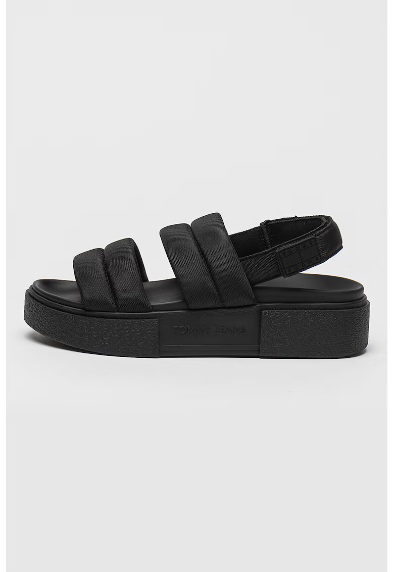 Tommy Jeans Sandale din material textil cu inchidere velcro - Negru